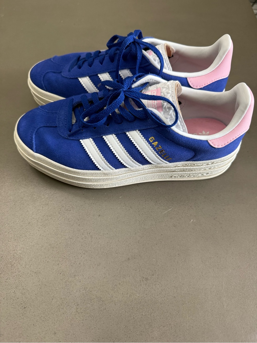 adidas Royal Blue Suede Gazelle Platform Sneakers